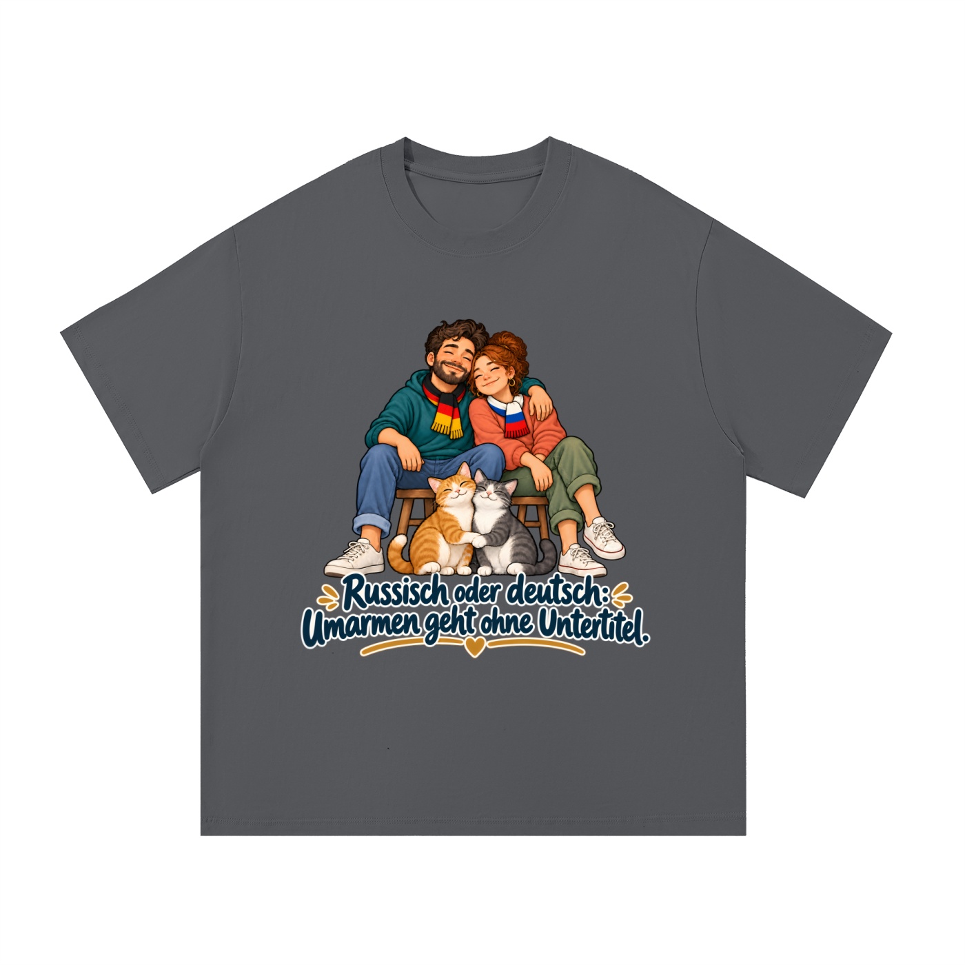 Russisch oder deutsch: Umarmen geht ohne Untertitel. (Umarmen ohne Untertitel) – T-Shirt – Bild 12