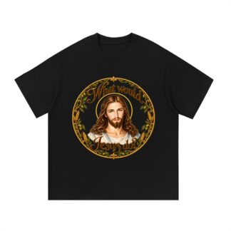 Was würde Jesus tun? Goldener Kranz (Variante 1) – T-Shirt