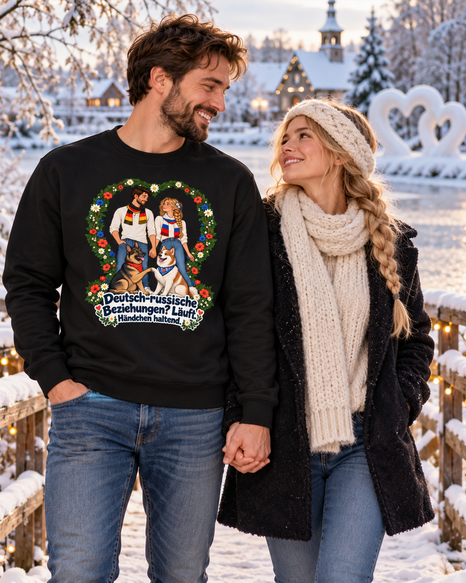 Deutsch-russische Beziehungen? Läuft. Händchen haltend. (Händchen haltend) – Sweatshirt – Bild 3