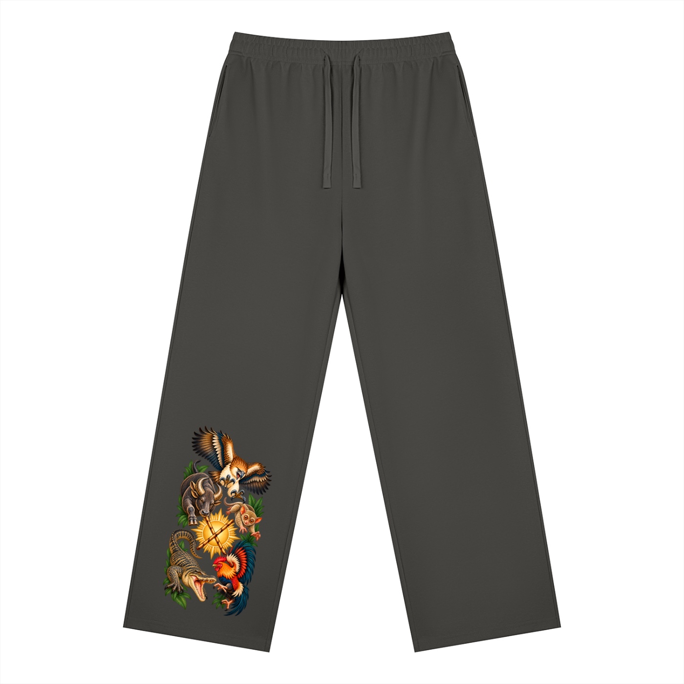 Philippinen A – Sporthose, Dynamische Tiere in Anthrazit