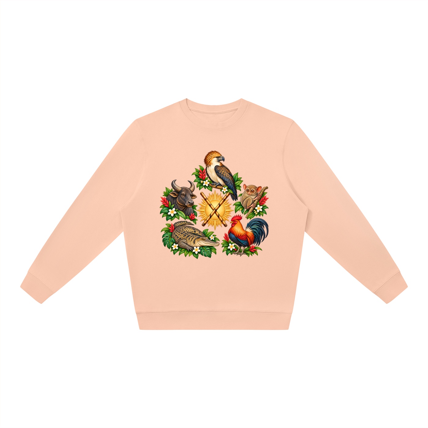 Philippinen A – Oversize-Sweatshirt, Freie Komposition in Rosa