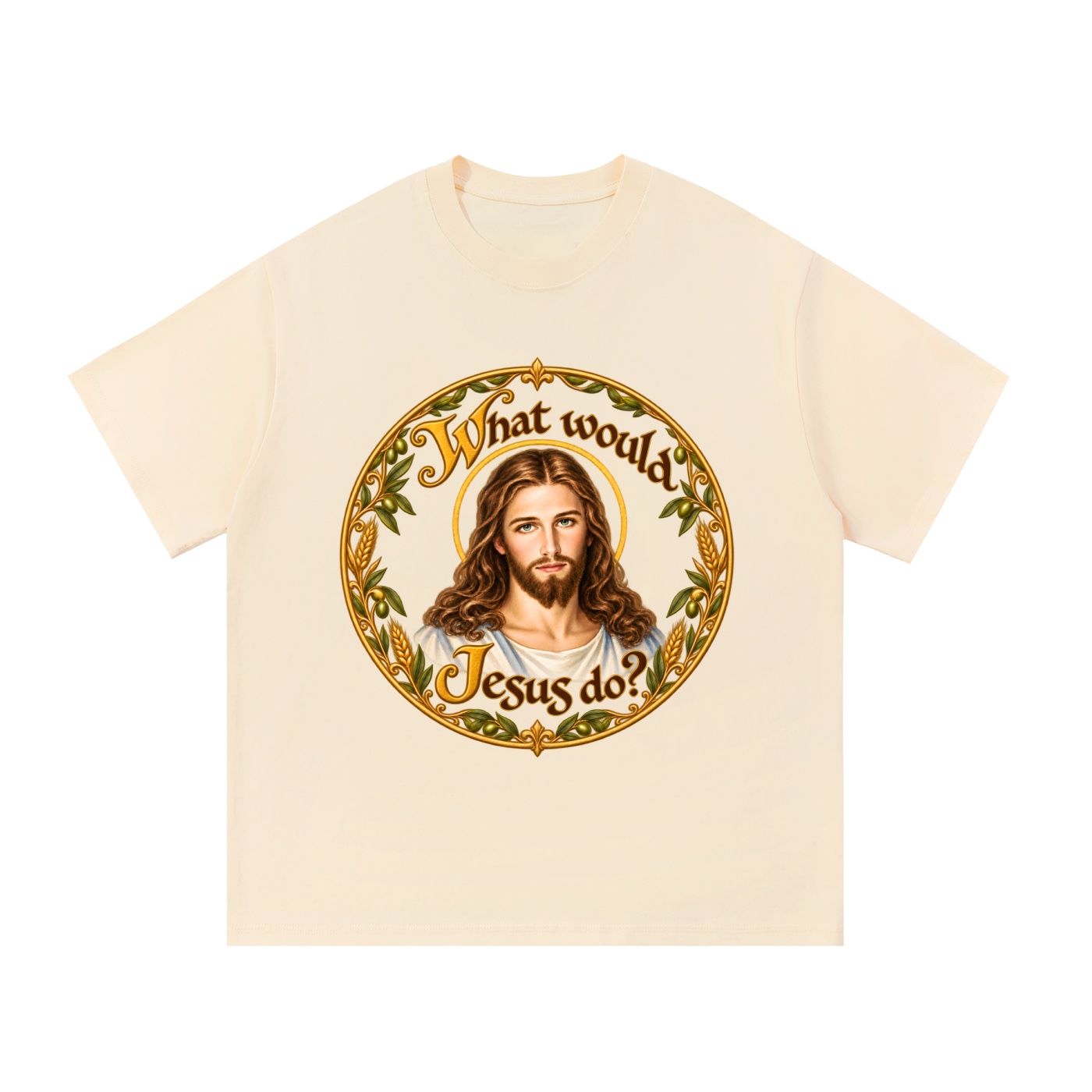 Was würde Jesus tun? Manuskript-Kranz (Variante 2) – T-Shirt – Bild 10