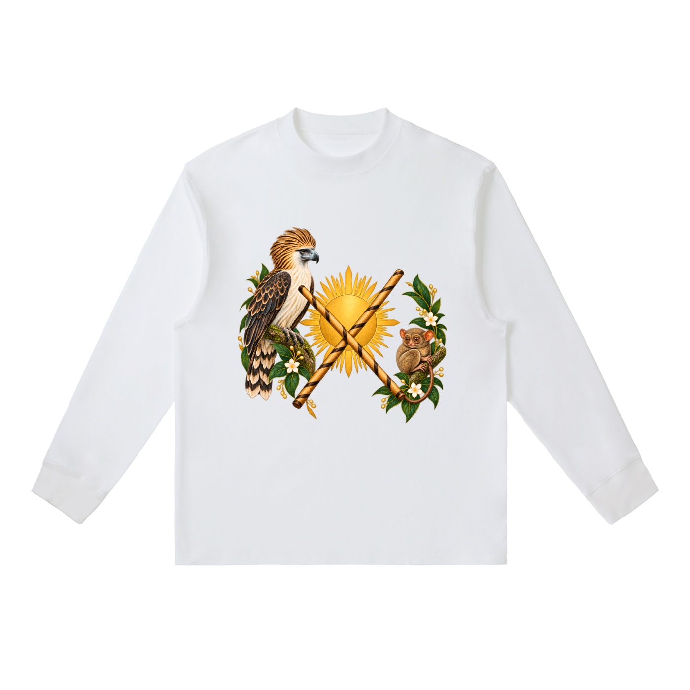 Philippinen B – Langarmshirt, Freie Komposition in Weiß