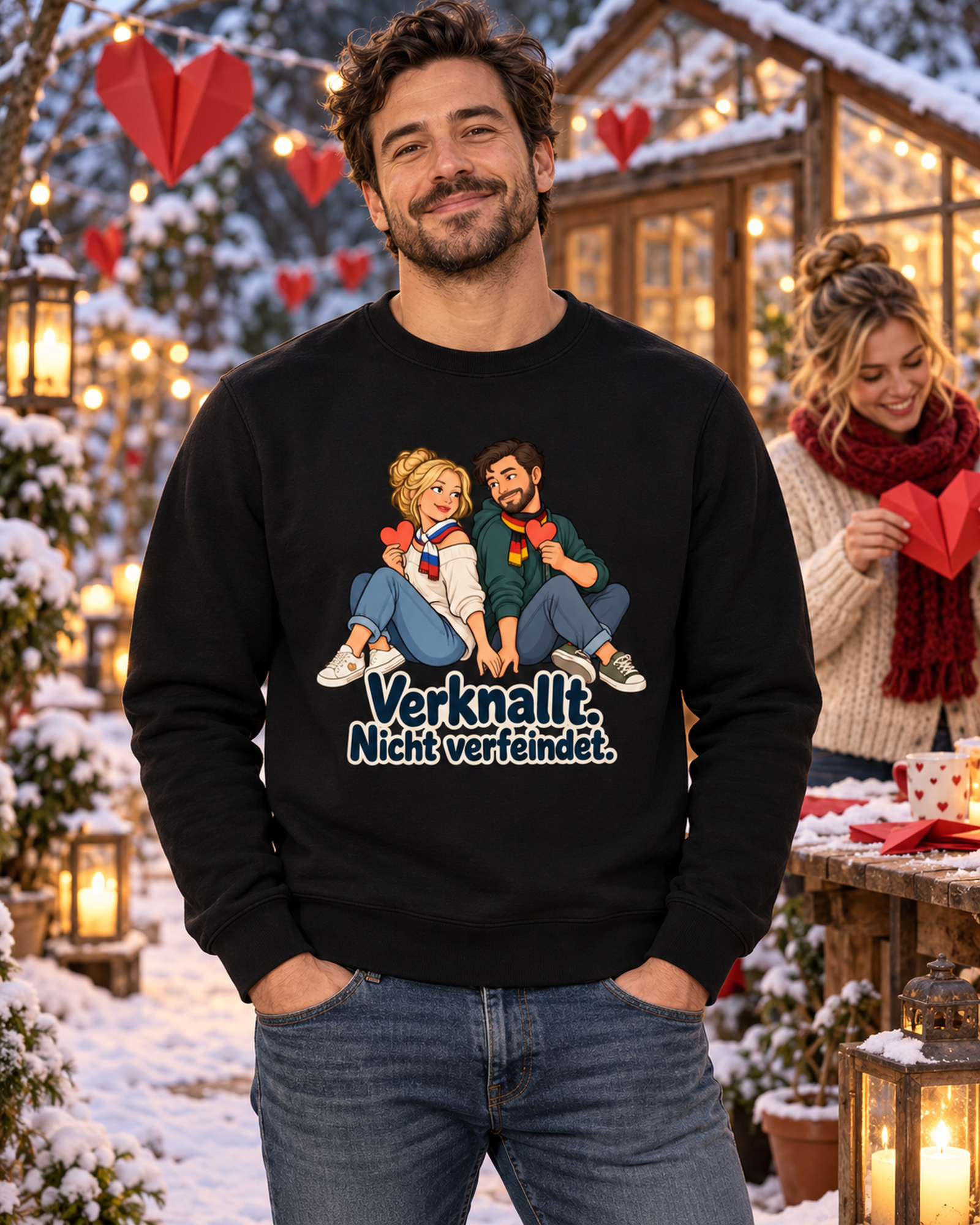 Verknallt. Nicht verfeindet. (Papierherzen) – Sweatshirt – Bild 4