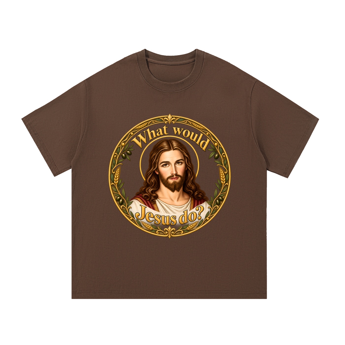 Was würde Jesus tun? Goldener Kranz (Variante 2) – T-Shirt – Bild 14