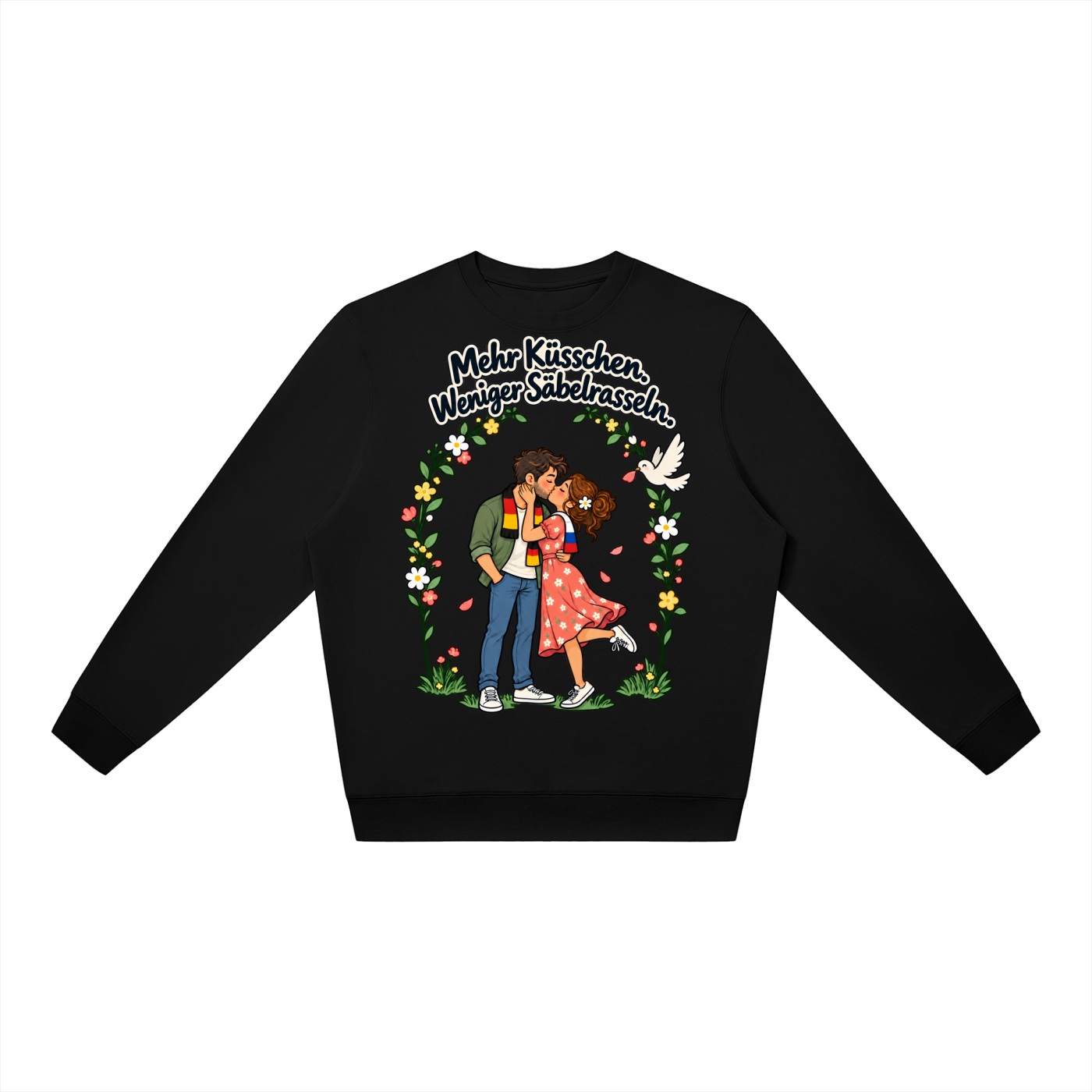 Mehr Küsschen. Weniger Säbelrasseln. (Mehr Küsschen) – Sweatshirt · Motiv 2