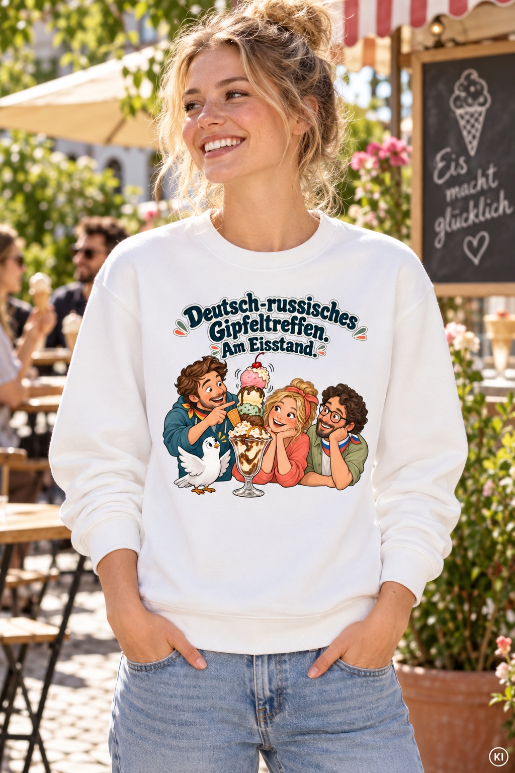 Deutsch-russisches Gipfeltreffen. Am Eisstand. (Gipfeltreffen am Eisstand) – Sweatshirt · Motiv 2 – Bild 12