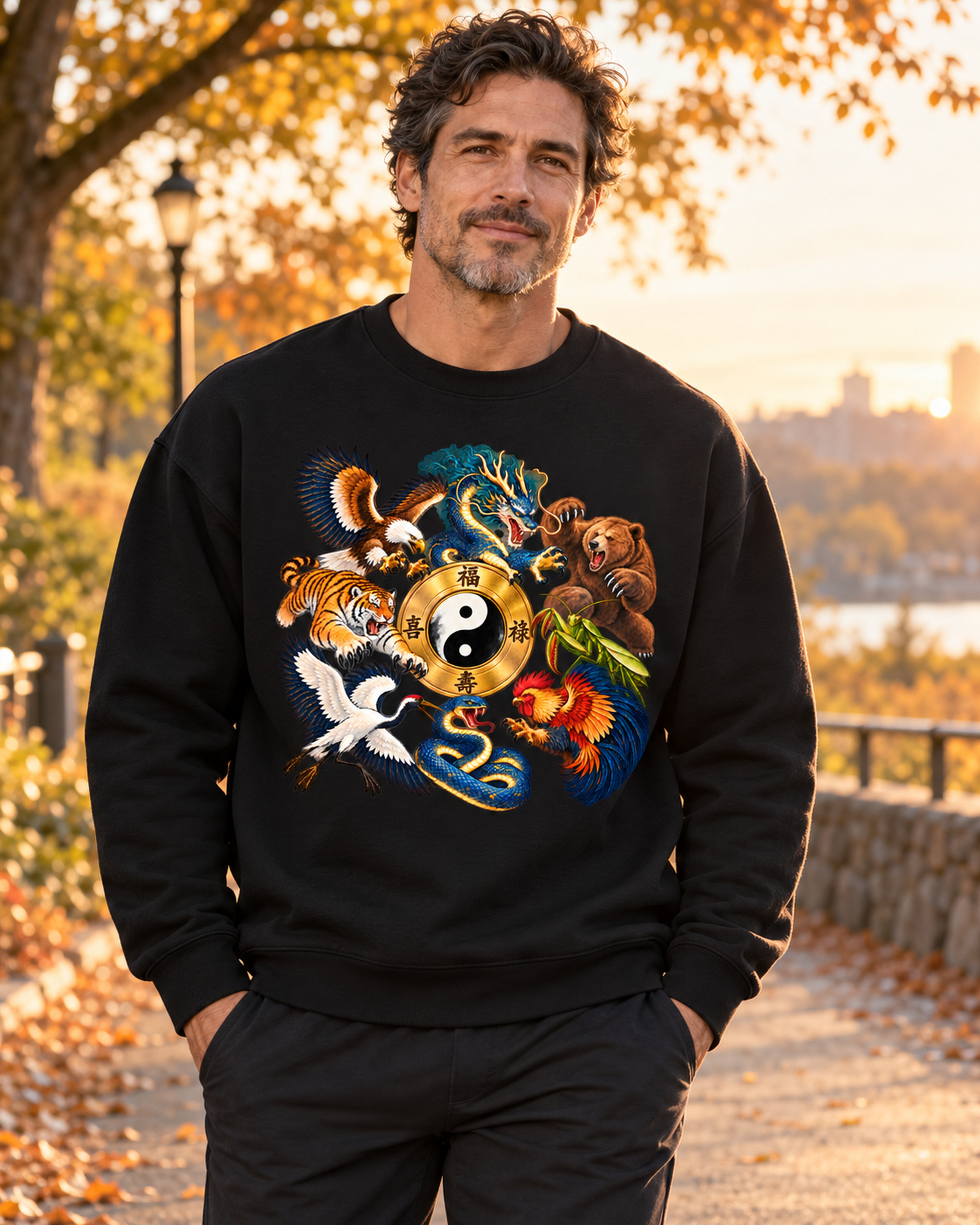 Kung-Fu B – Oversize-Sweatshirt, Dynamische Tiere – Bild 6