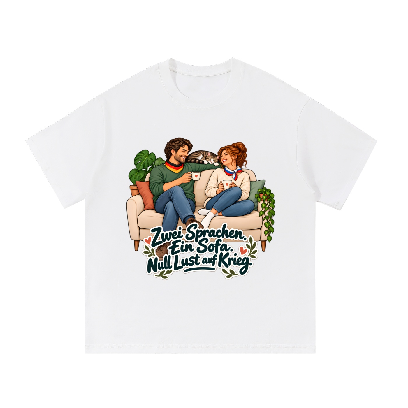Zwei Sprachen. Ein Sofa. Null Lust auf Krieg. (Zwei Sprachen, ein Sofa) – T-Shirt · Motiv 2 – Bild 4