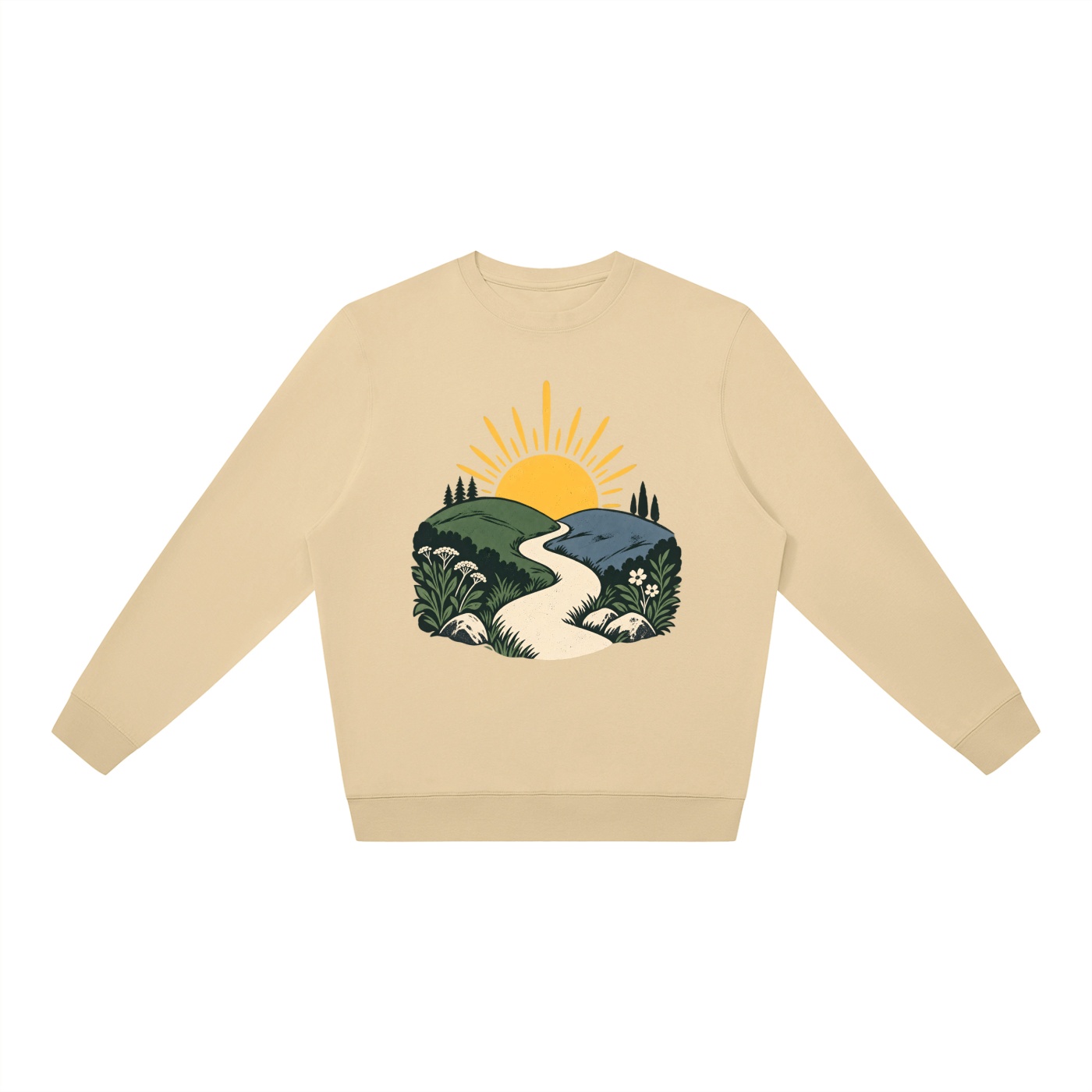 Kleine Fluchten – Sonne und Weg – Sweatshirt – Vorderansicht