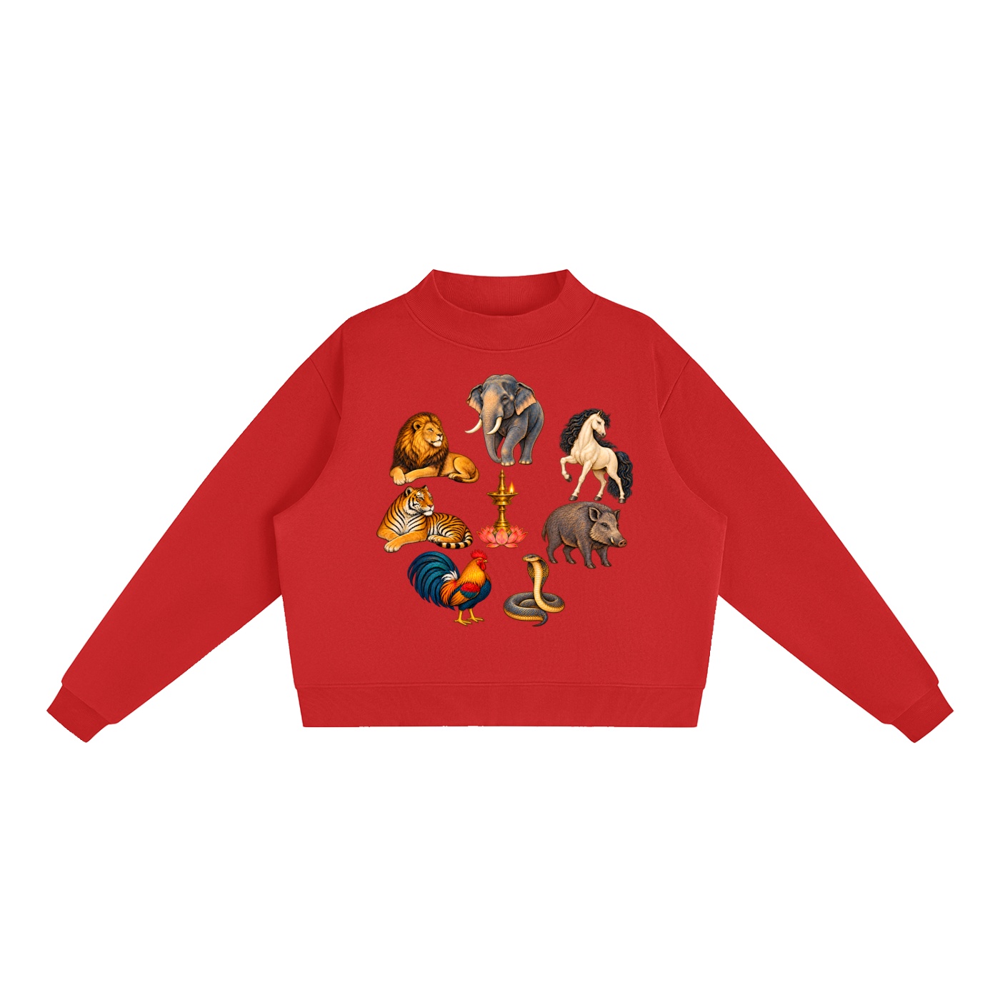 Kalari A – Damen-Fleece-Sweatshirt, Freie Komposition in Rot