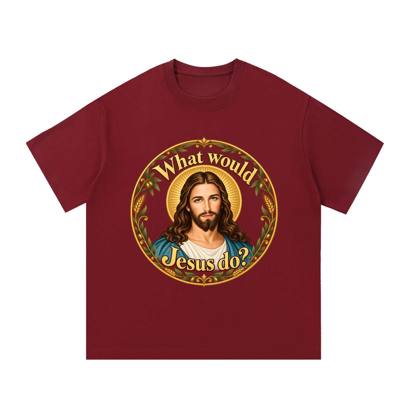 Was würde Jesus tun? Goldener Kranz (Variante 4) – T-Shirt – Bild 13