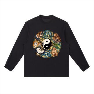 Kung Fu Tierkreis mit Bär – Langarmshirt Unisex in Schwarz