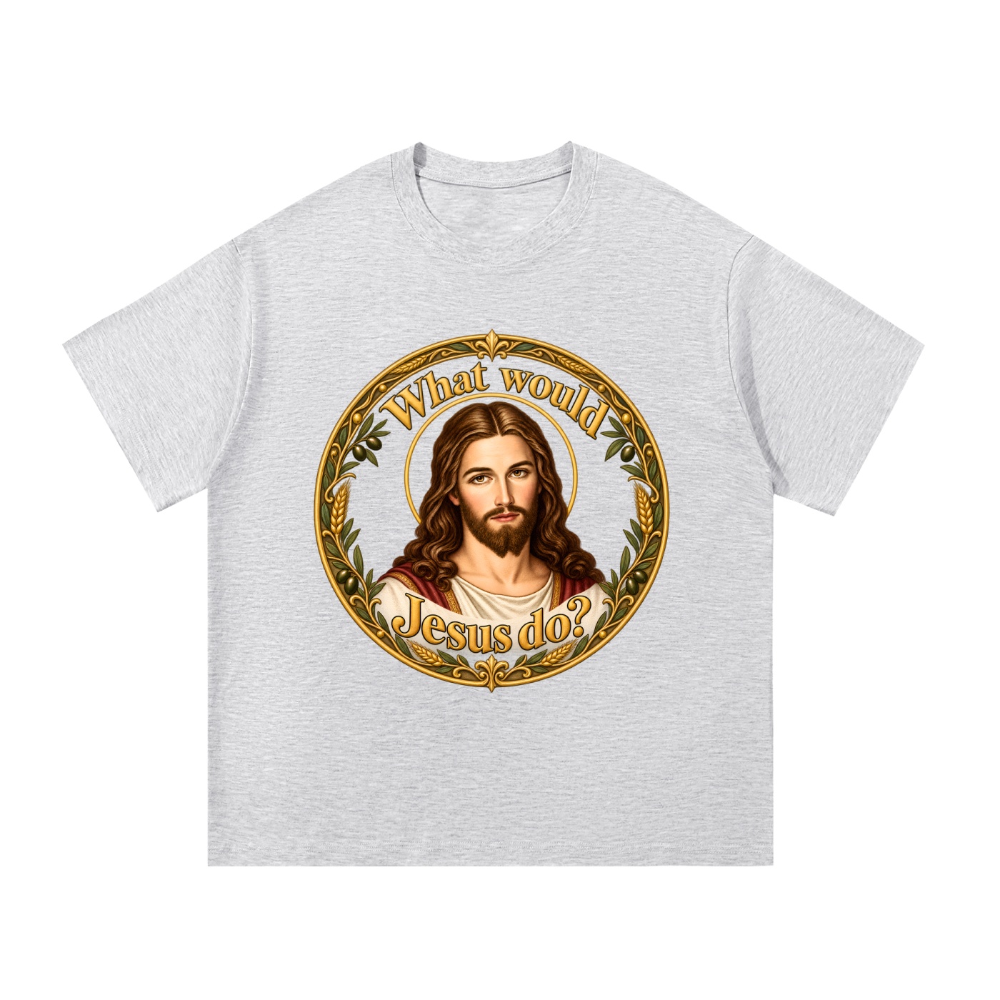 Was würde Jesus tun? Goldener Kranz (Variante 2) – T-Shirt – Bild 8