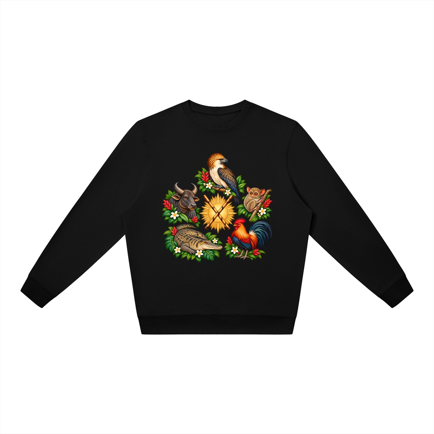 Philippinen A – Oversize-Sweatshirt, Freie Komposition in Schwarz