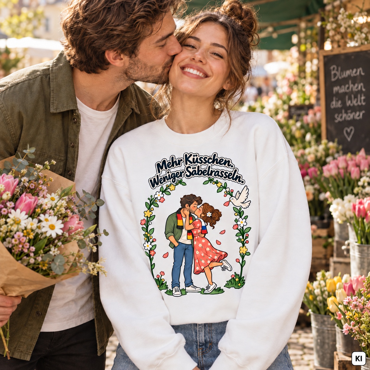 Mehr Küsschen. Weniger Säbelrasseln. (Mehr Küsschen) – Sweatshirt · Motiv 2 – Bild 12
