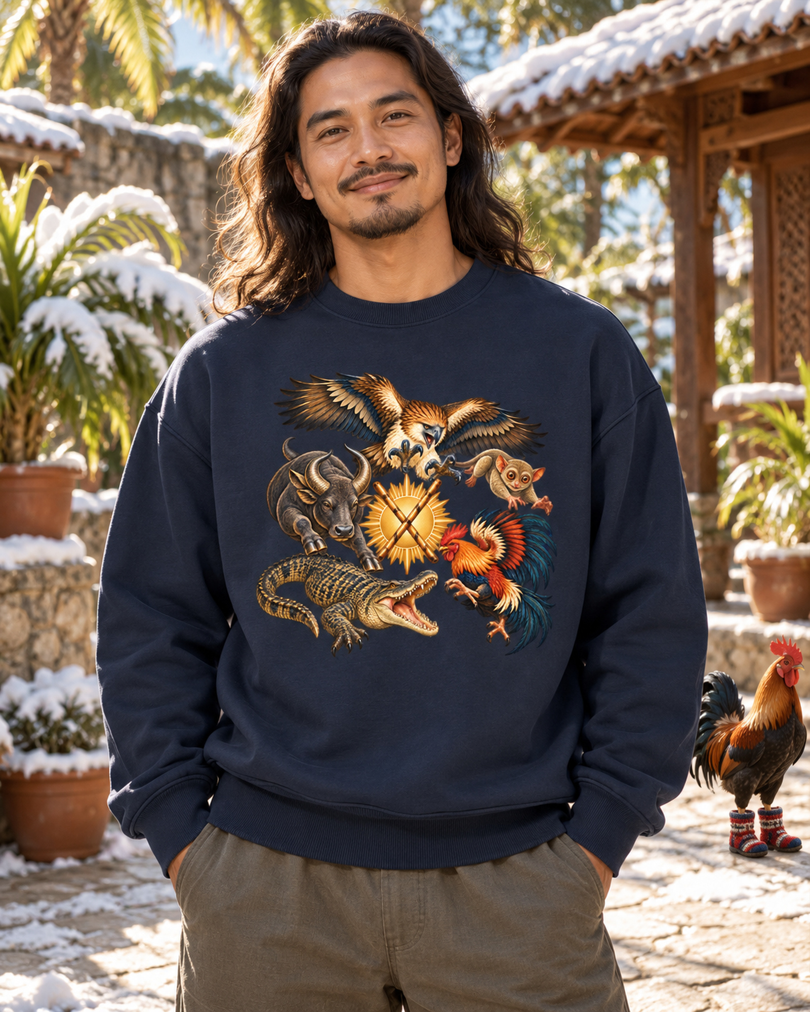 Philippinen A – Oversize-Sweatshirt, Dynamische Tiere – Bild 3