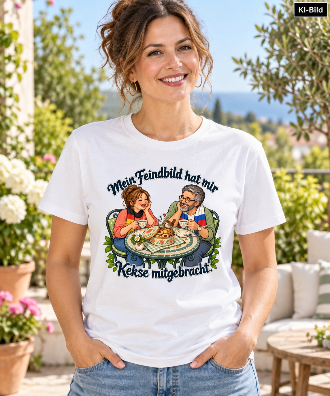Mein Feindbild hat mir Kekse mitgebracht. (Kekse mitgebracht) – T-Shirt – Bild 6