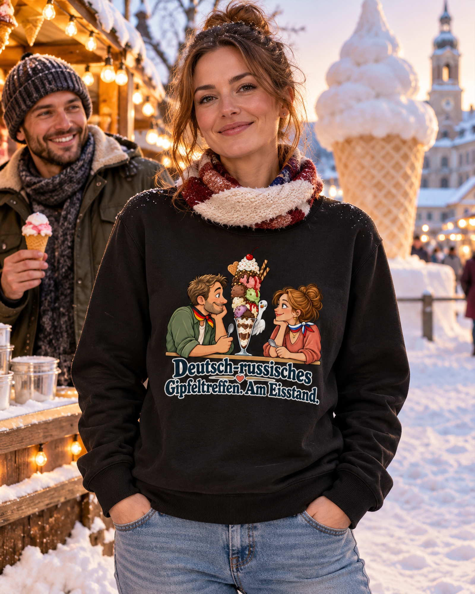 Deutsch-russisches Gipfeltreffen. Am Eisstand. (Gipfeltreffen am Eisstand) – Sweatshirt – Bild 3