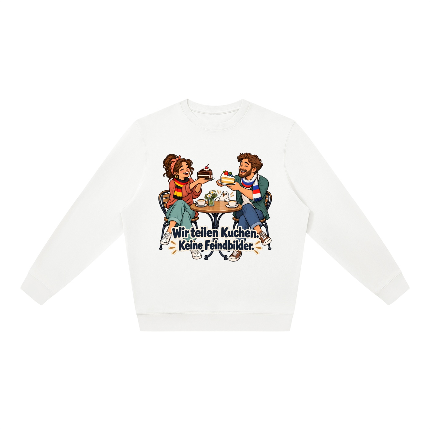 Wir teilen Kuchen. Keine Feindbilder. (Kuchen teilen) – Sweatshirt · Motiv 3 – Bild 3