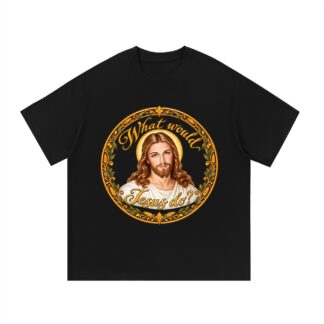 Was würde Jesus tun? Kalligrafie-Kranz – T-Shirt
