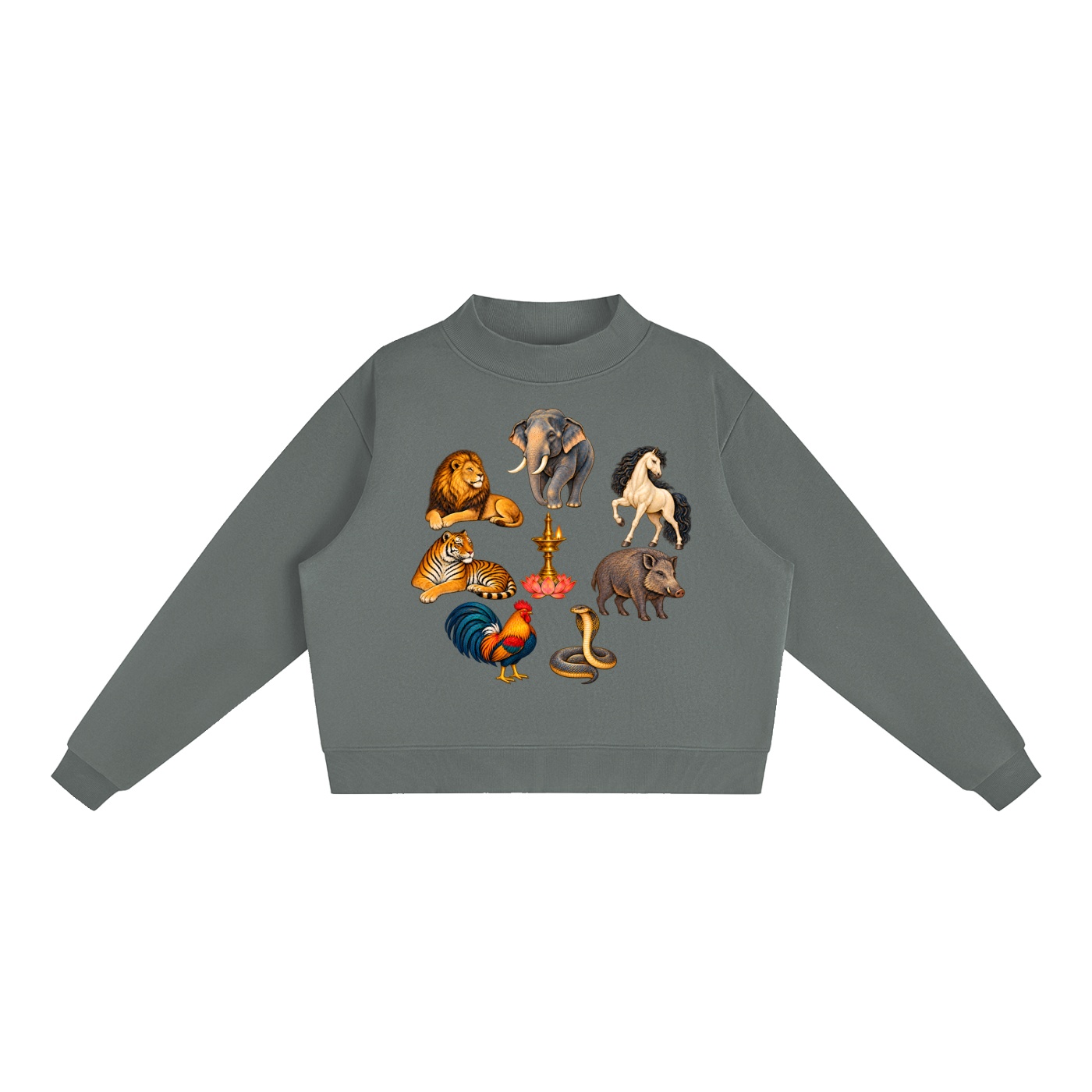 Kalari A – Damen-Fleece-Sweatshirt, Freie Komposition in Dunkelgrau