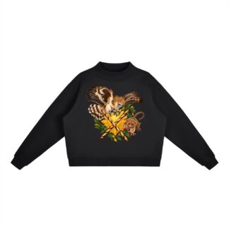 Philippinen B – Damen-Fleece-Sweatshirt, Dynamische Tiere in Schwarz