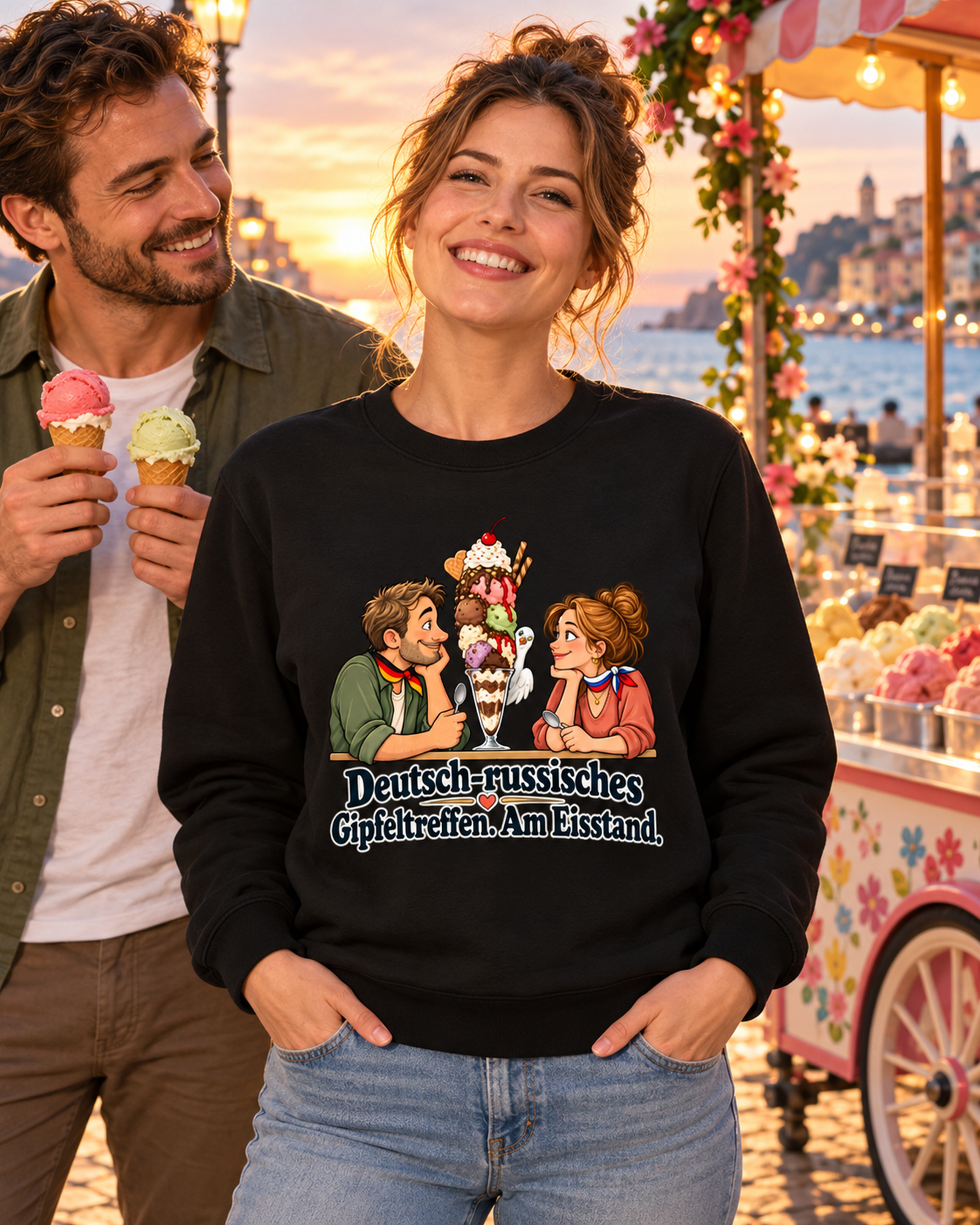 Deutsch-russisches Gipfeltreffen. Am Eisstand. (Gipfeltreffen am Eisstand) – Sweatshirt – Bild 4