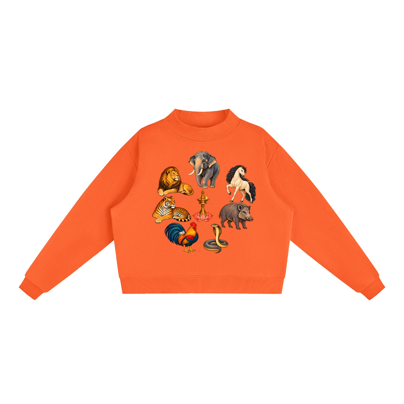 Kalari A – Damen-Fleece-Sweatshirt, Freie Komposition in Orange