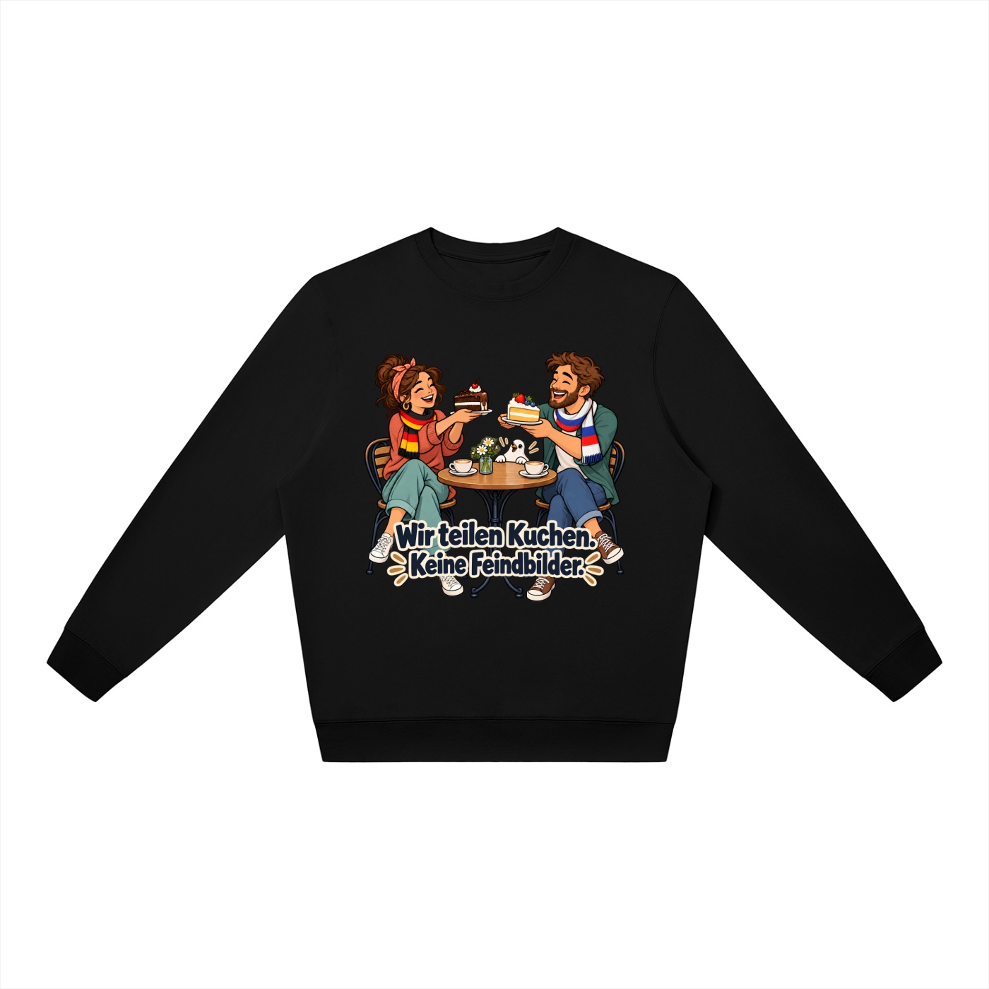 Wir teilen Kuchen. Keine Feindbilder. (Kuchen teilen) – Sweatshirt · Motiv 3