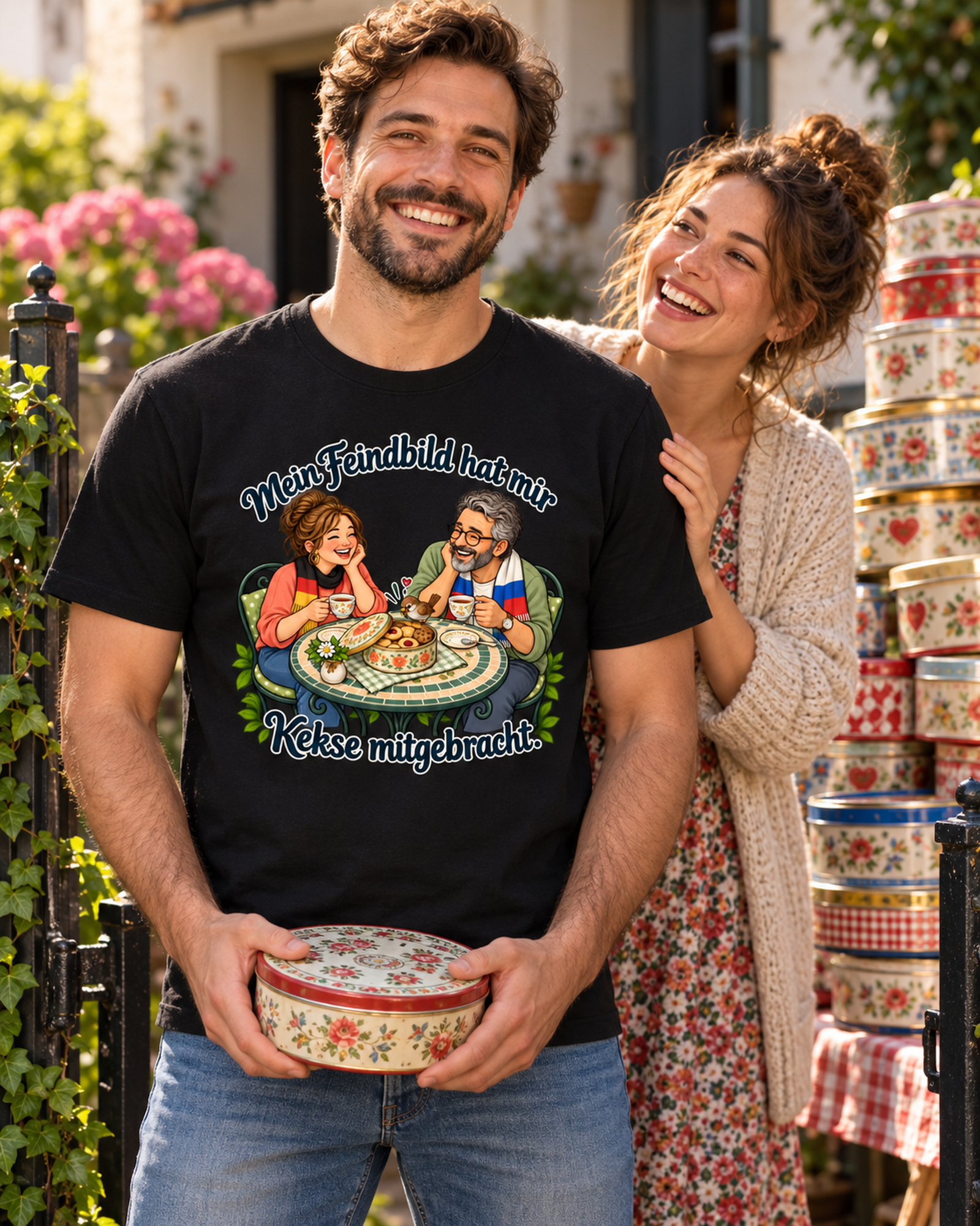 Mein Feindbild hat mir Kekse mitgebracht. (Kekse mitgebracht) – T-Shirt – Bild 3