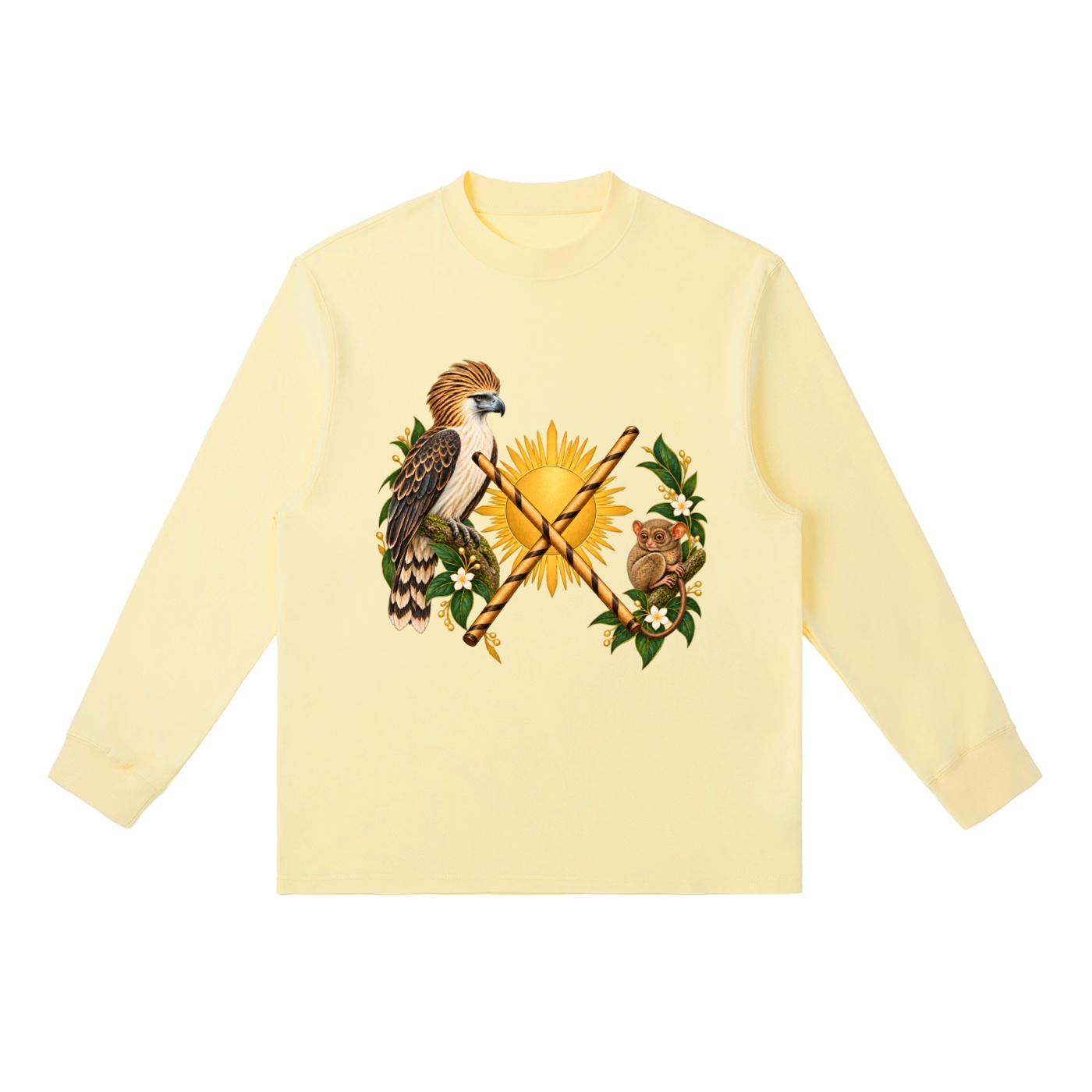Philippinen B – Langarmshirt, Freie Komposition in Gelbcreme