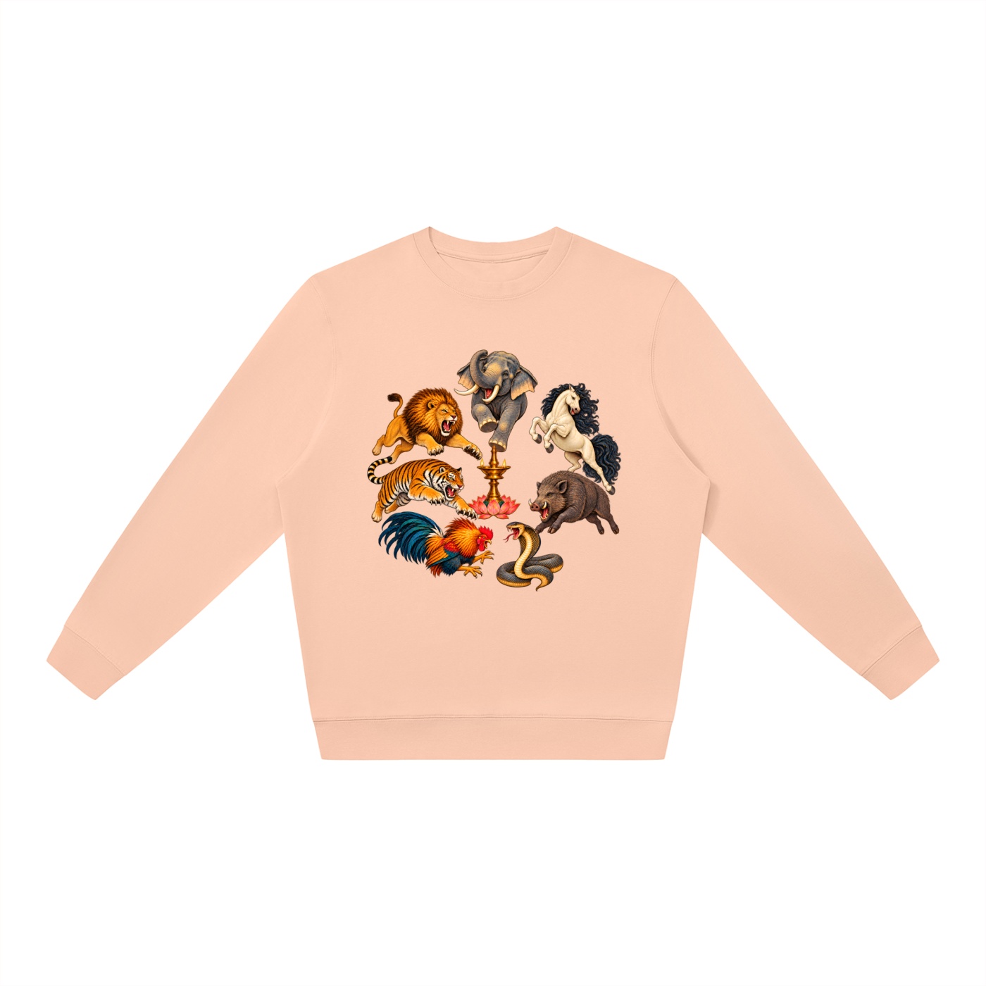 Kalari A – Oversize-Sweatshirt, Dynamische Tiere in Rosa