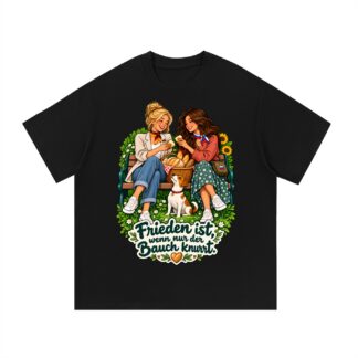 Frieden ist, wenn nur der Bauch knurrt. (Friedliches Picknick) – T-Shirt