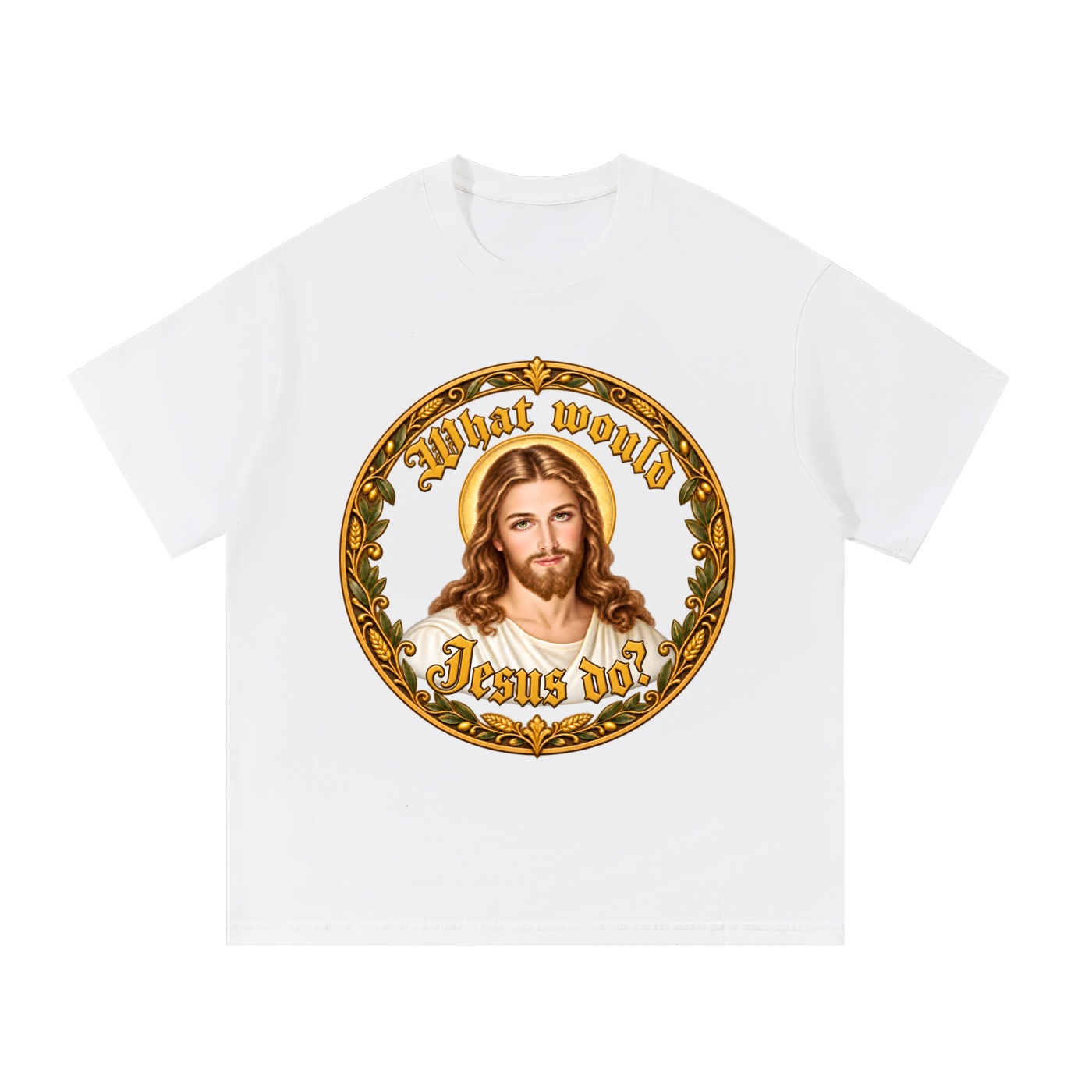 Was würde Jesus tun? Manuskript-Kranz (Variante 5) – T-Shirt – Bild 7