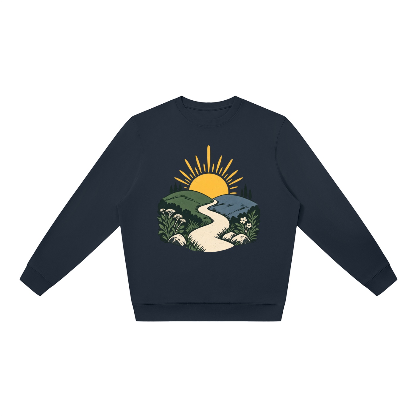 Kleine Fluchten – Sonne und Weg – Sweatshirt – Vorderansicht