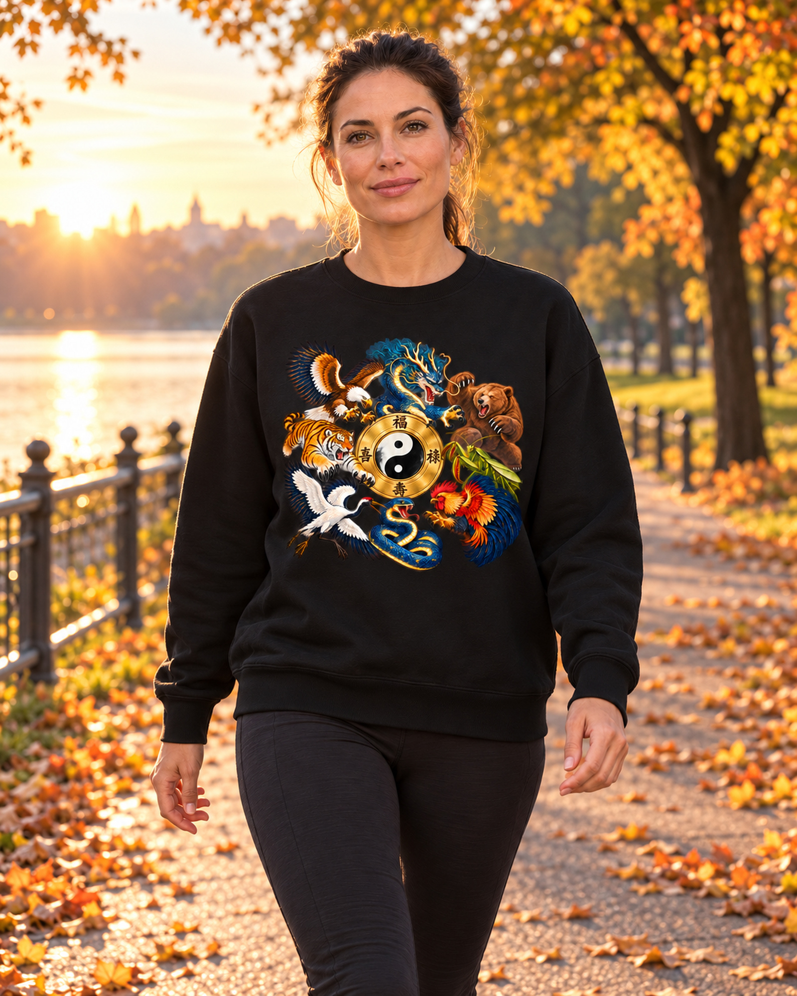 Kung-Fu B – Oversize-Sweatshirt, Dynamische Tiere – Bild 7