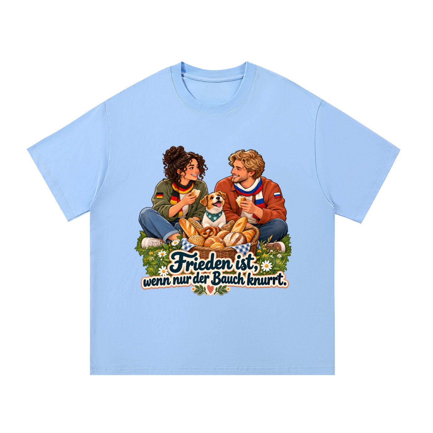 Frieden ist, wenn nur der Bauch knurrt. (Friedliches Picknick) – T-Shirt · Motiv 3 – Bild 5