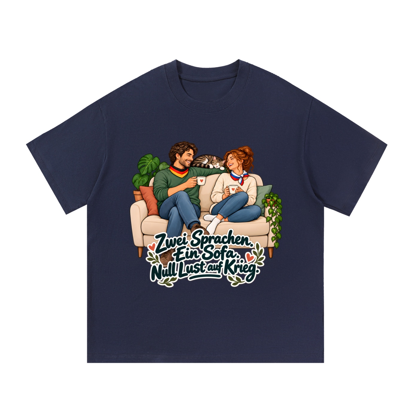 Zwei Sprachen. Ein Sofa. Null Lust auf Krieg. (Zwei Sprachen, ein Sofa) – T-Shirt · Motiv 2 – Bild 18