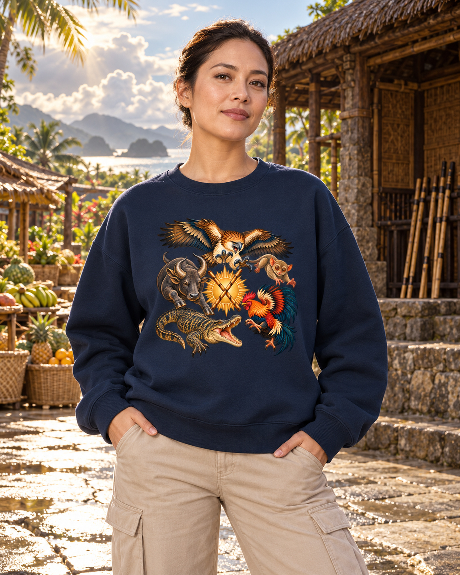 Philippinen A – Oversize-Sweatshirt, Dynamische Tiere – Bild 7