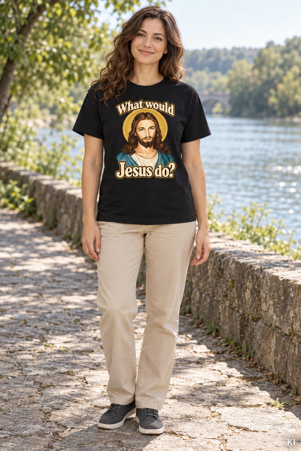 Was würde Jesus tun? Initiale-Stil (Variante 3) – T-Shirt – Bild 5