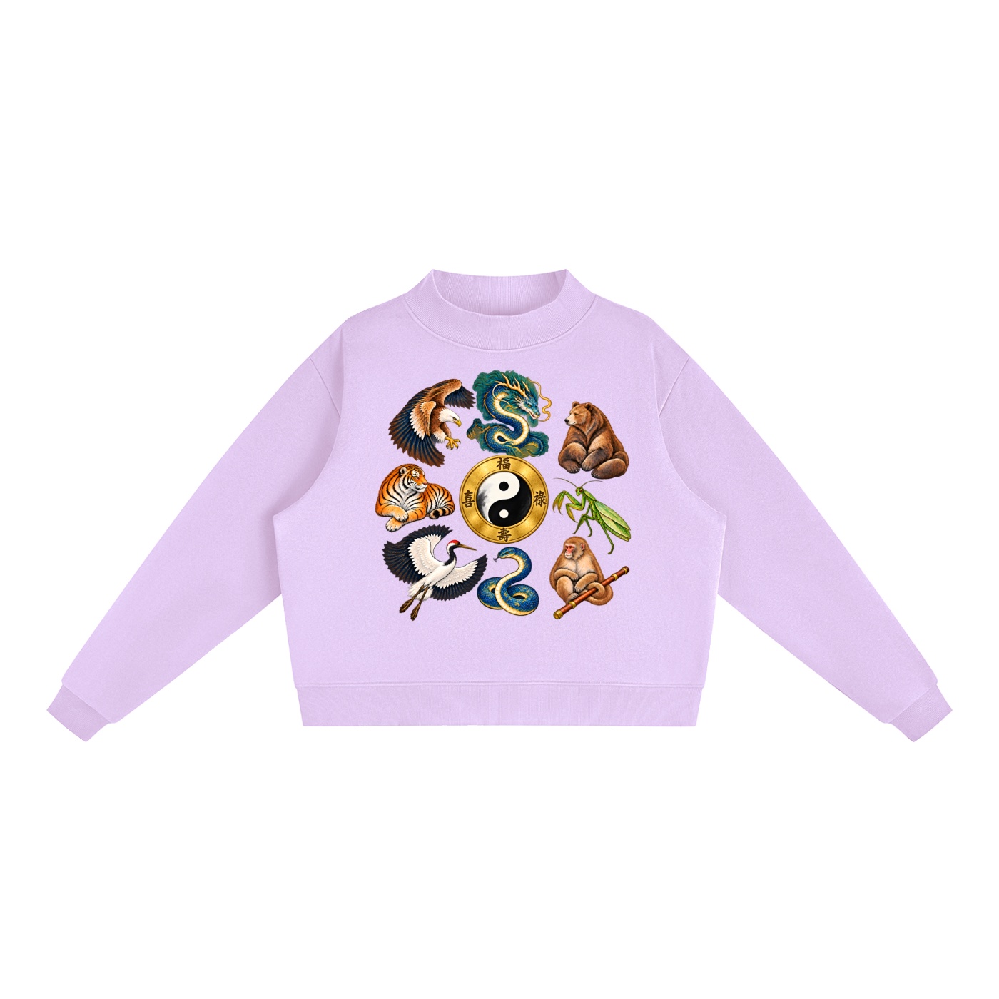 Kung-Fu A – Damen-Fleece-Sweatshirt, Freie Komposition in Hellviolett