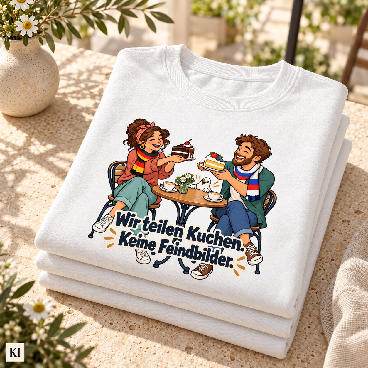 Wir teilen Kuchen. Keine Feindbilder. (Kuchen teilen) – Sweatshirt · Motiv 3 – Bild 11
