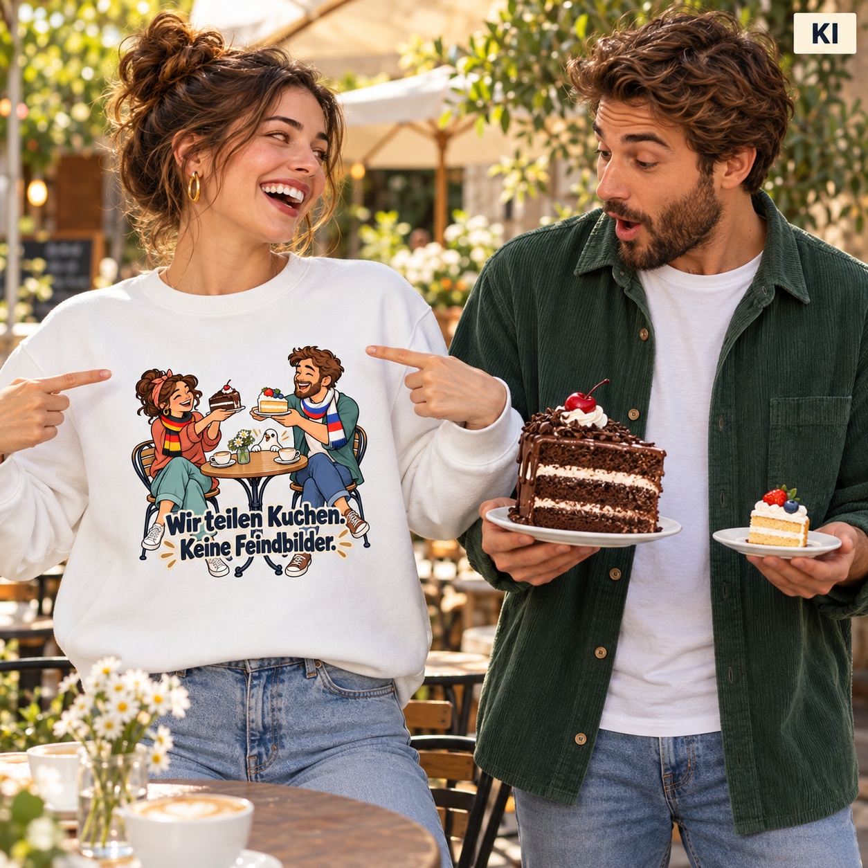 Wir teilen Kuchen. Keine Feindbilder. (Kuchen teilen) – Sweatshirt · Motiv 3 – Bild 14