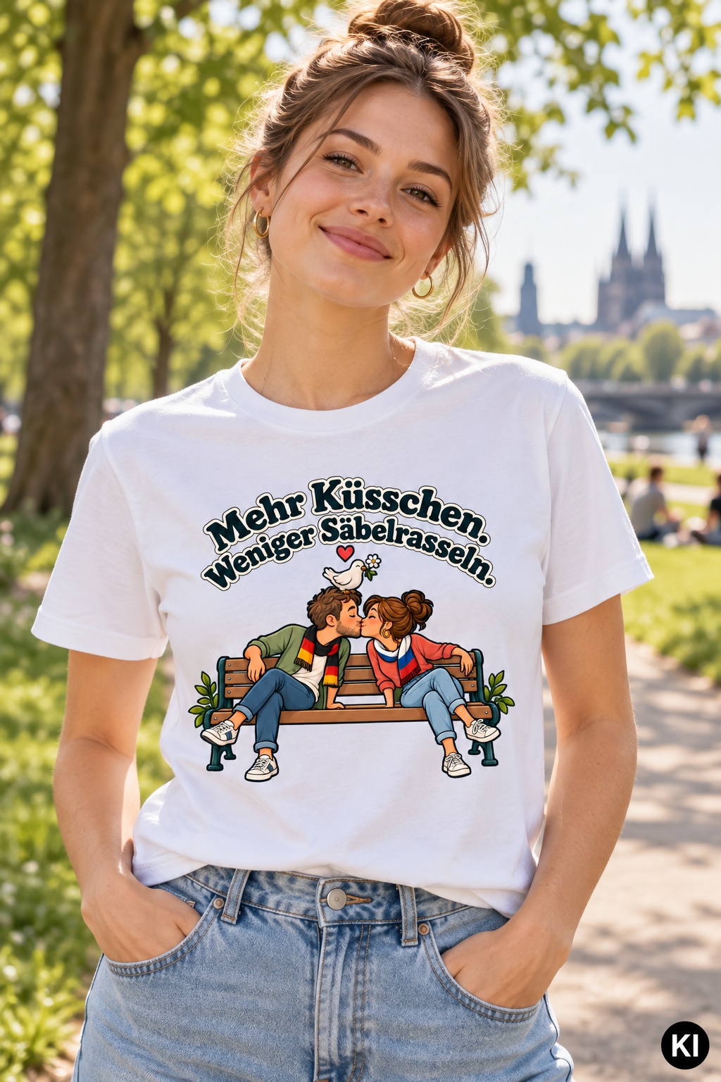Mehr Küsschen. Weniger Säbelrasseln. (Mehr Küsschen) – T-Shirt · Variante 3 – Bild 8