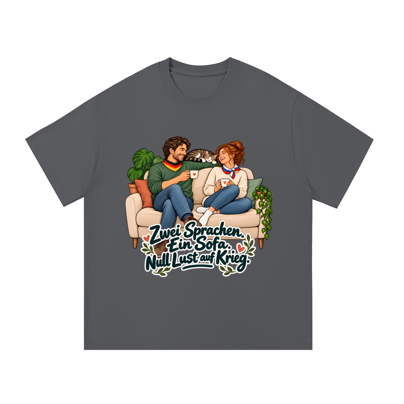 Zwei Sprachen. Ein Sofa. Null Lust auf Krieg. (Zwei Sprachen, ein Sofa) – T-Shirt · Motiv 2 – Bild 15