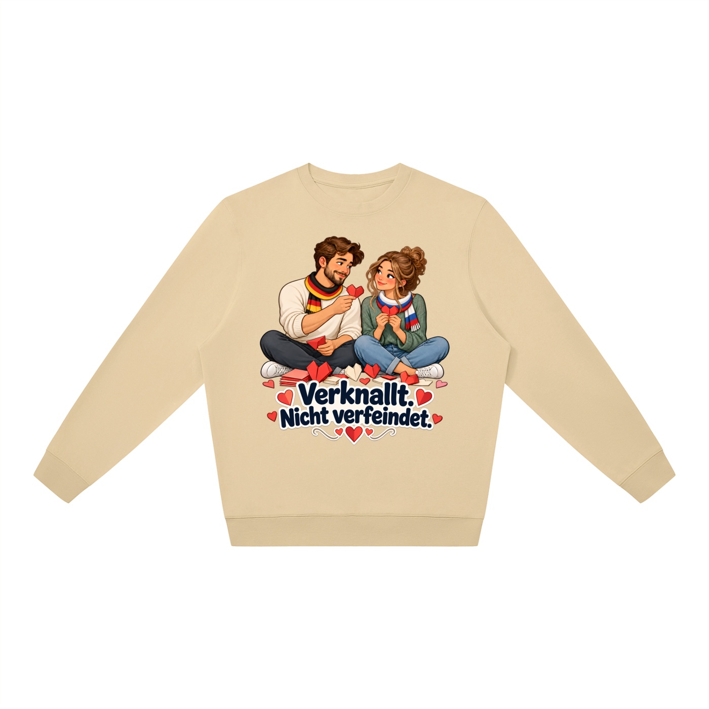 Verknallt. Nicht verfeindet. (Papierherzen) – Sweatshirt · Motiv 3 – Bild 4