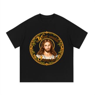 Was würde Jesus tun? Manuskript-Kranz (Variante 2) – T-Shirt