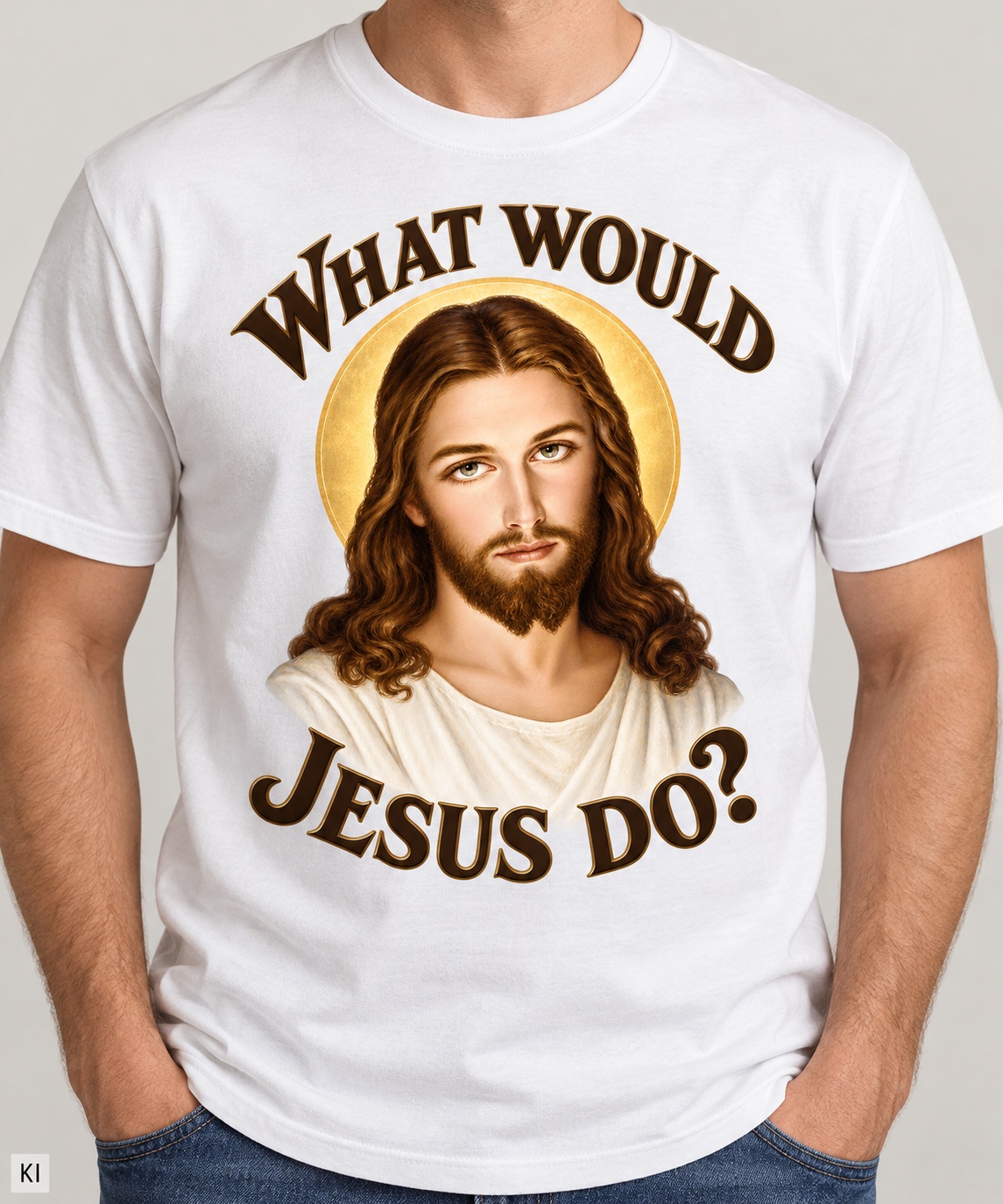 Was würde Jesus tun? Initiale-Stil (Variante 1) – T-Shirt – Bild 5