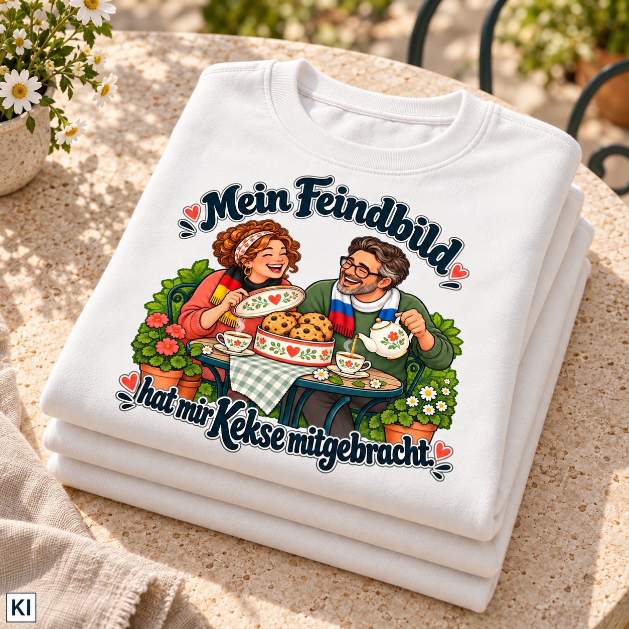 Mein Feindbild hat mir Kekse mitgebracht. (Kekse mitgebracht) – Sweatshirt · Motiv 3 – Bild 11